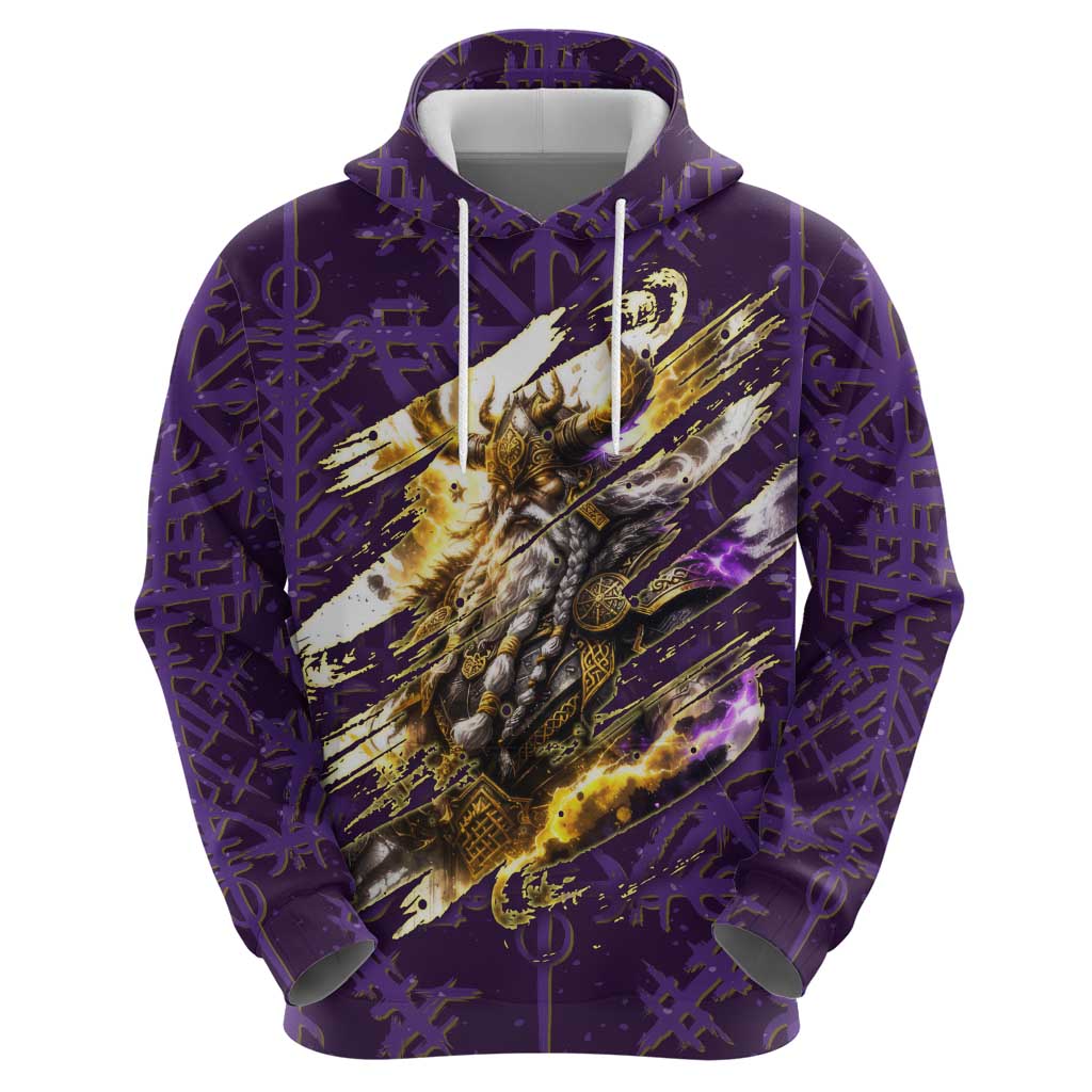 Odin Allfather Viking Hoodie Epic Norse Mythology Illustration with Runic Circle Art
