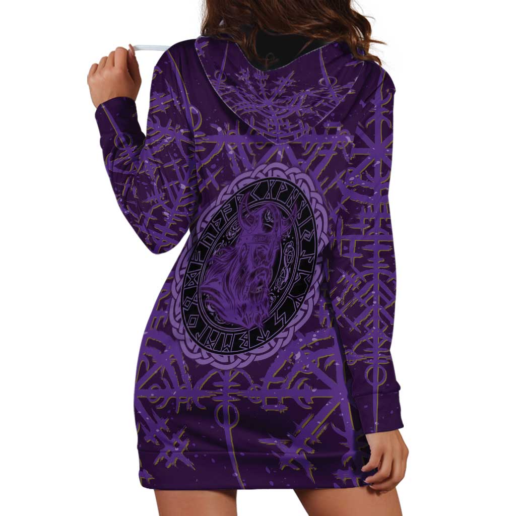 Odin Allfather Viking Hoodie Dress Epic Norse Mythology Illustration with Runic Circle Art