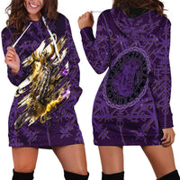 Odin Allfather Viking Hoodie Dress Epic Norse Mythology Illustration with Runic Circle Art