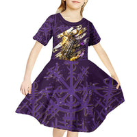 Odin Allfather Viking Kid Short Sleeve Dress Epic Norse Mythology Illustration with Runic Circle Art