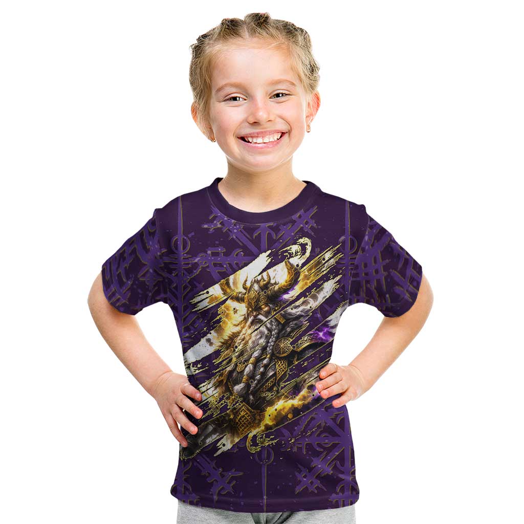 Odin Allfather Viking Kid T Shirt Epic Norse Mythology Illustration with Runic Circle Art