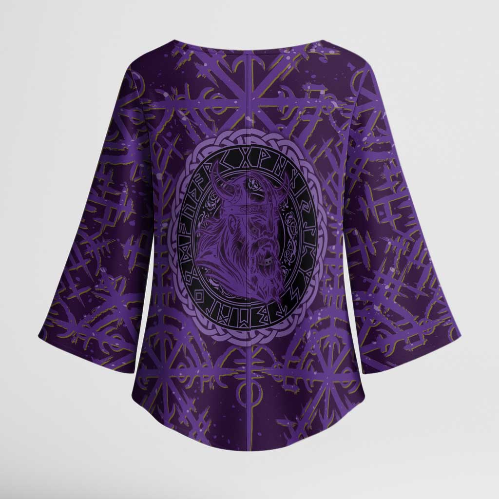 Odin Allfather Viking Kimono Sleeve Blouse Epic Norse Mythology Illustration with Runic Circle Art