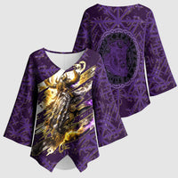 Odin Allfather Viking Kimono Sleeve Blouse Epic Norse Mythology Illustration with Runic Circle Art
