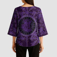 Odin Allfather Viking Kimono Sleeve Blouse Epic Norse Mythology Illustration with Runic Circle Art