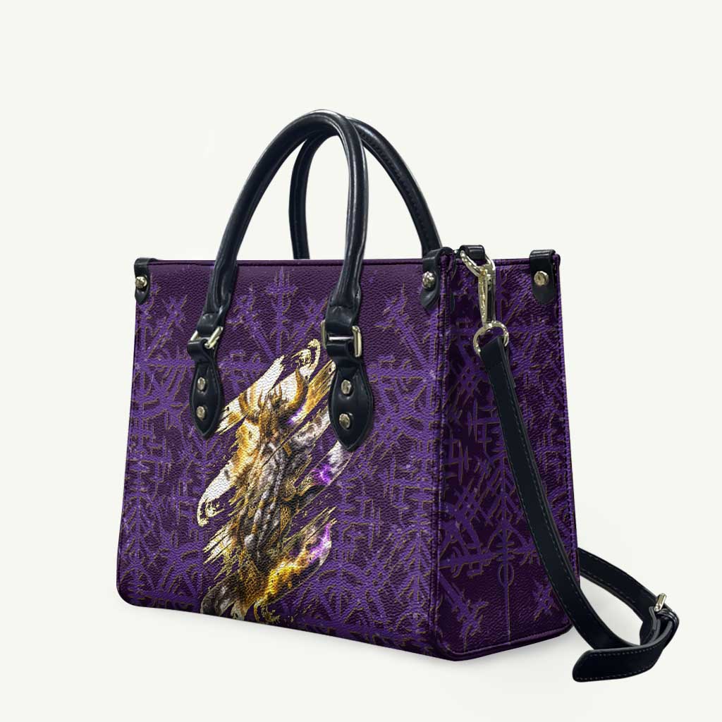 Odin Allfather Viking Leather Bag Epic Norse Mythology Illustration with Runic Circle Art