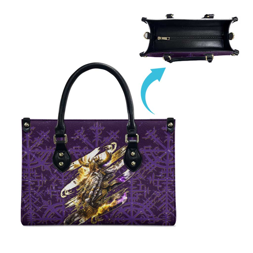 Odin Allfather Viking Leather Bag Epic Norse Mythology Illustration with Runic Circle Art