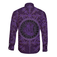 Odin Allfather Viking Long Sleeve Button Shirt Epic Norse Mythology Illustration with Runic Circle Art