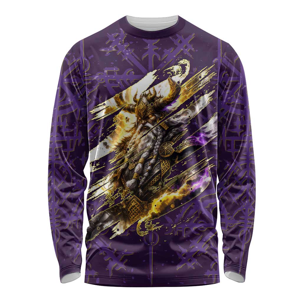 Odin Allfather Viking Long Sleeve Shirt Epic Norse Mythology Illustration with Runic Circle Art