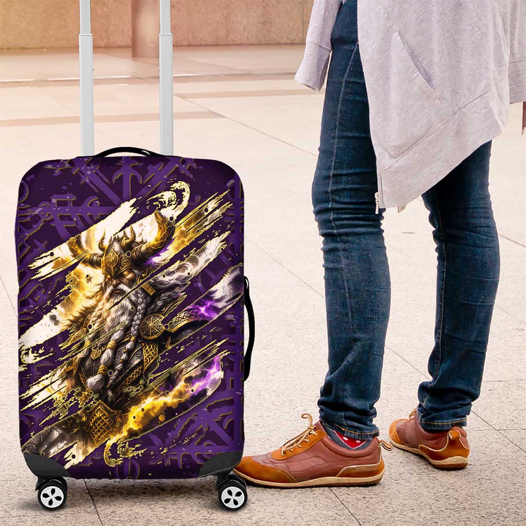 Odin Allfather Viking Luggage Cover Epic Norse Mythology Illustration with Runic Circle Art