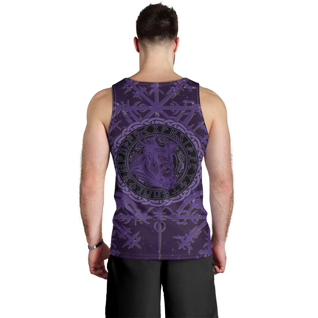 Odin Allfather Viking Men Tank Top Epic Norse Mythology Illustration with Runic Circle Art