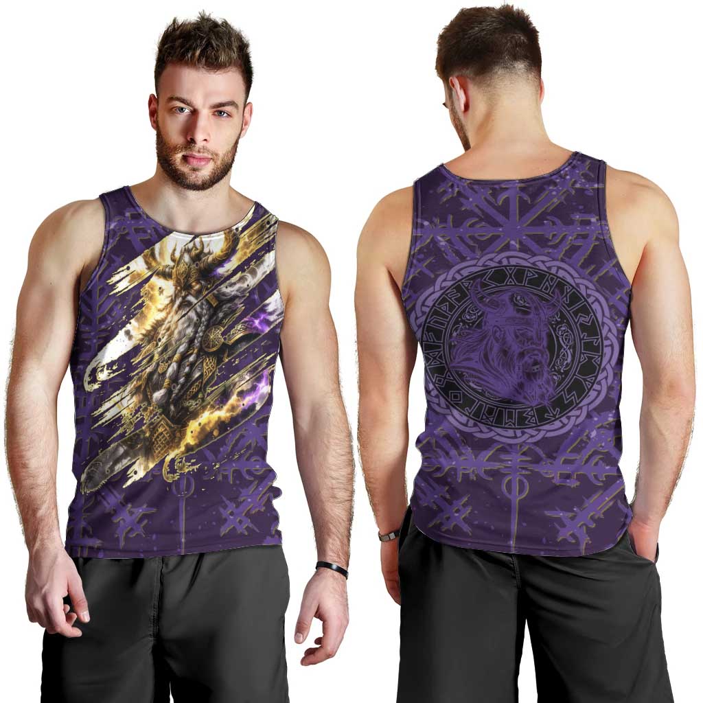 Odin Allfather Viking Men Tank Top Epic Norse Mythology Illustration with Runic Circle Art