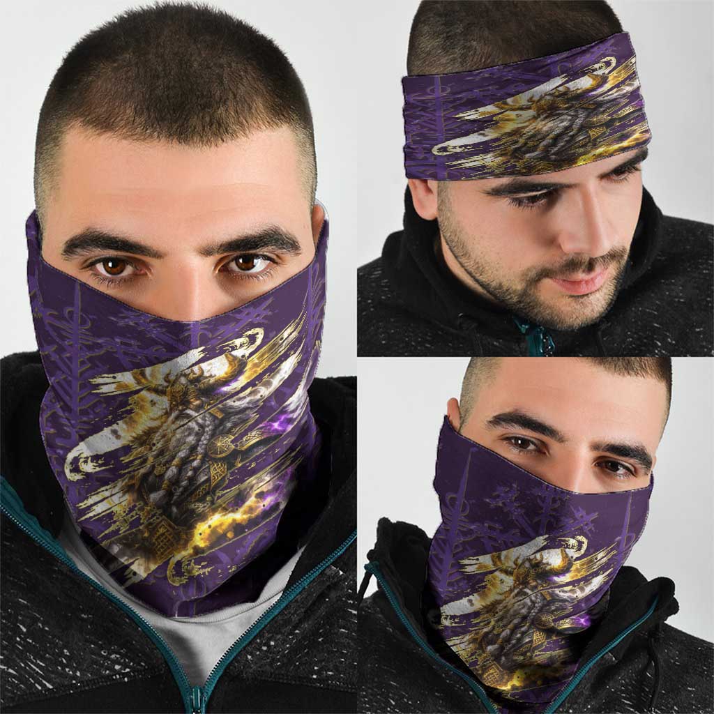 Odin Allfather Viking Neck Gaiter Epic Norse Mythology Illustration with Runic Circle Art