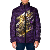 Odin Allfather Viking Padded Jacket Epic Norse Mythology Illustration with Runic Circle Art