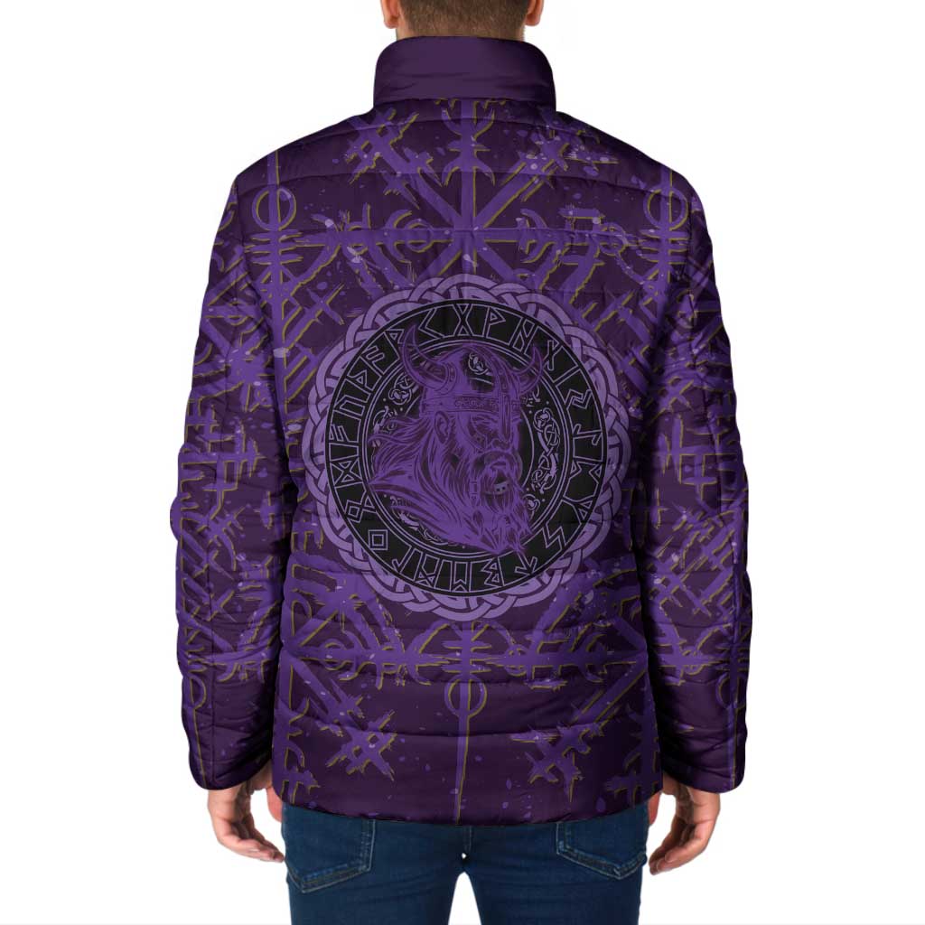 Odin Allfather Viking Padded Jacket Epic Norse Mythology Illustration with Runic Circle Art