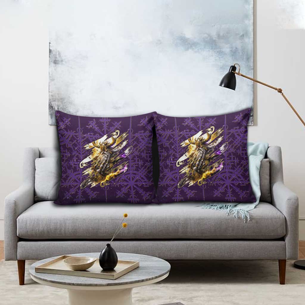 Odin Allfather Viking Pillow Cover Epic Norse Mythology Illustration with Runic Circle Art