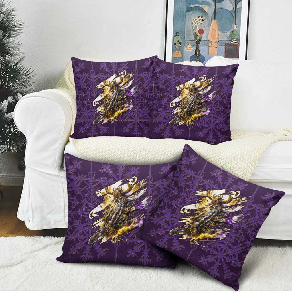 Odin Allfather Viking Pillow Cover Epic Norse Mythology Illustration with Runic Circle Art