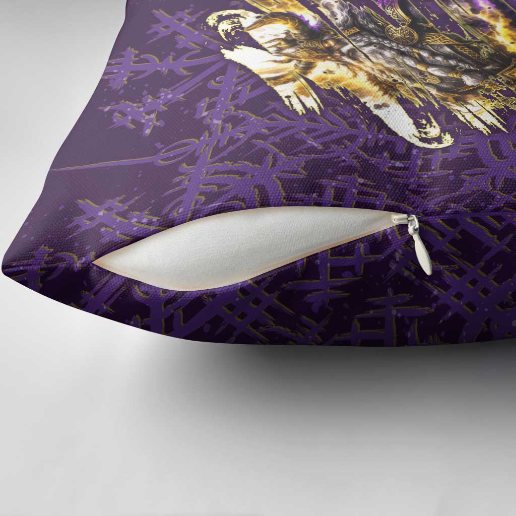 Odin Allfather Viking Pillow Cover Epic Norse Mythology Illustration with Runic Circle Art
