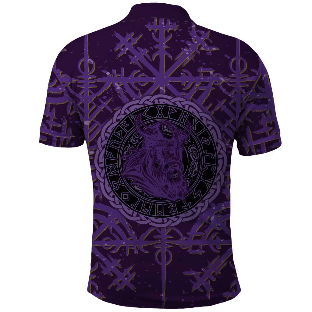 Odin Allfather Viking Polo Shirt Epic Norse Mythology Illustration with Runic Circle Art
