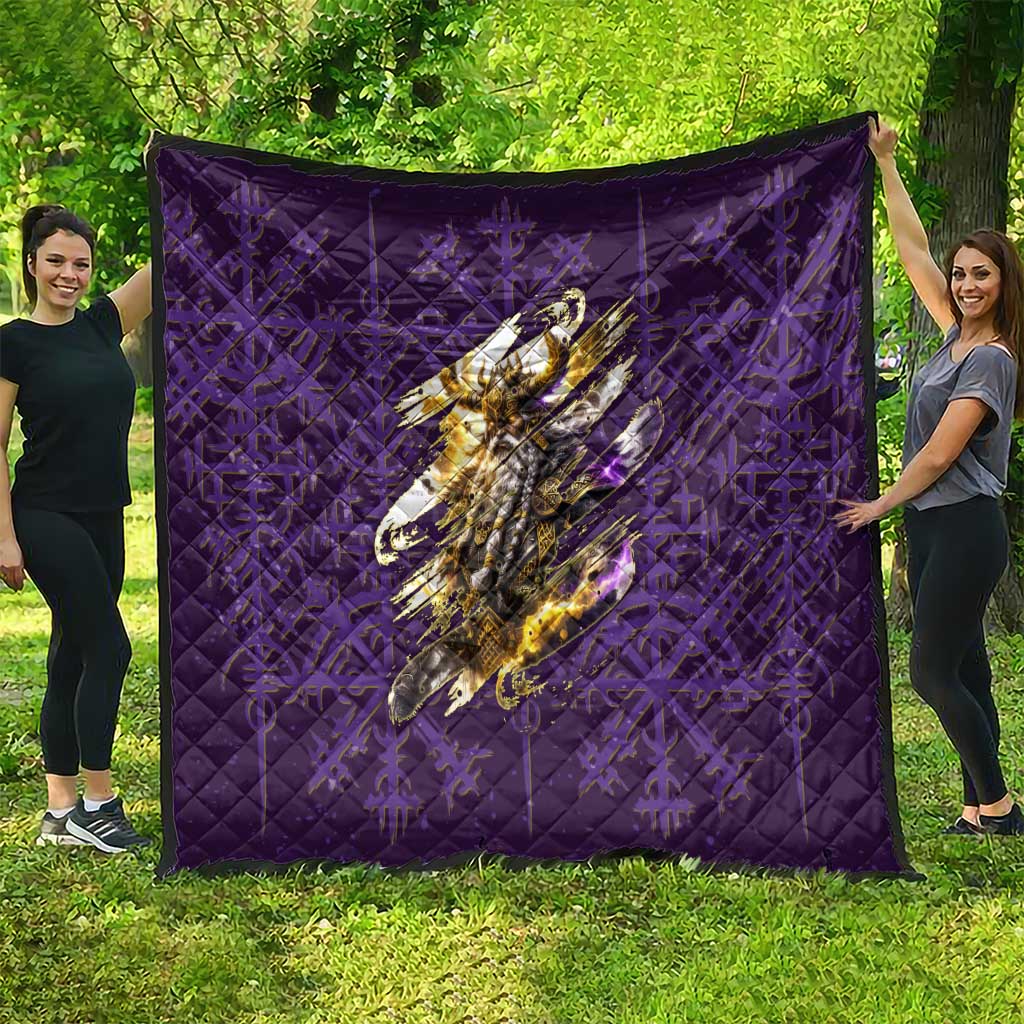 Odin Allfather Viking Quilt Epic Norse Mythology Illustration with Runic Circle Art