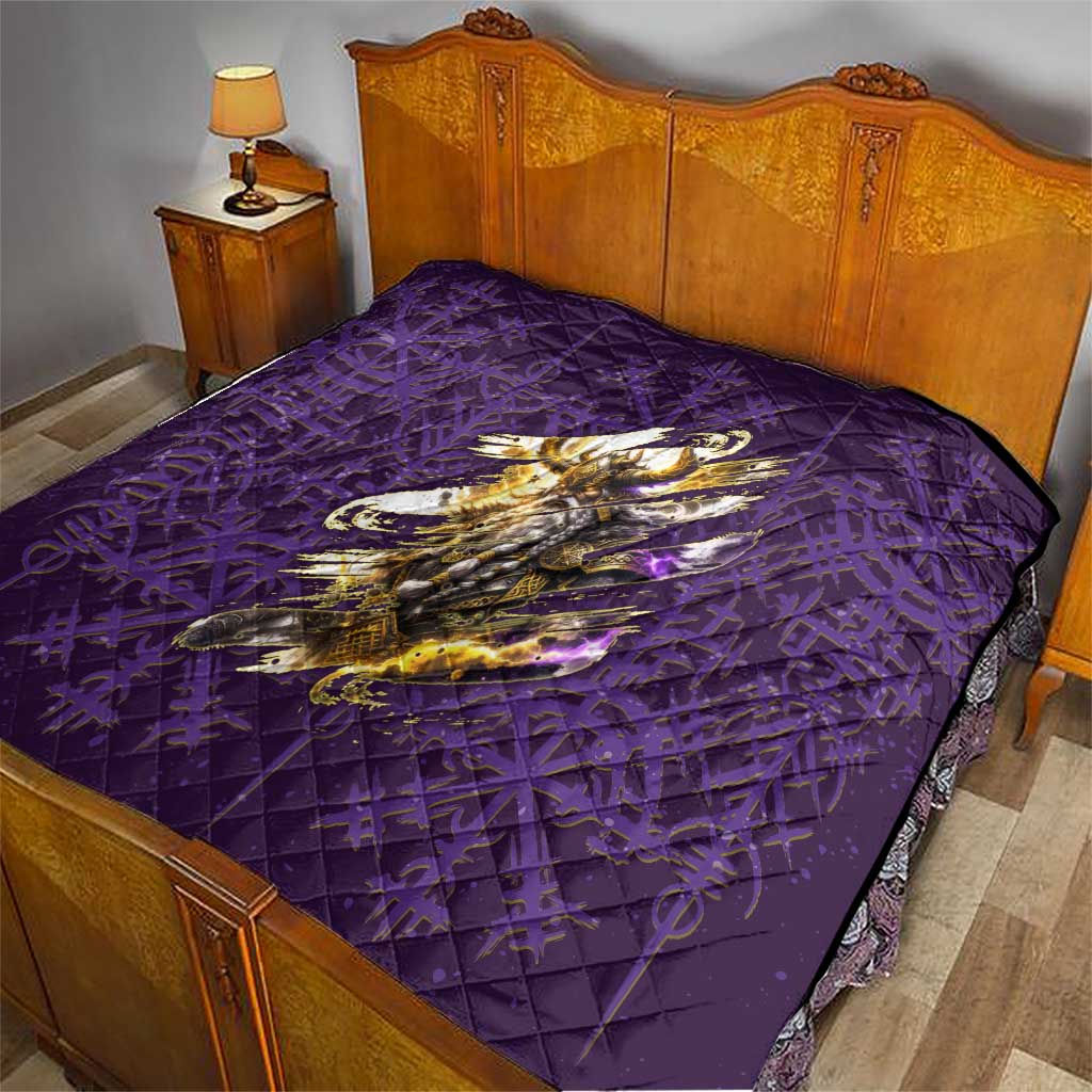 Odin Allfather Viking Quilt Epic Norse Mythology Illustration with Runic Circle Art