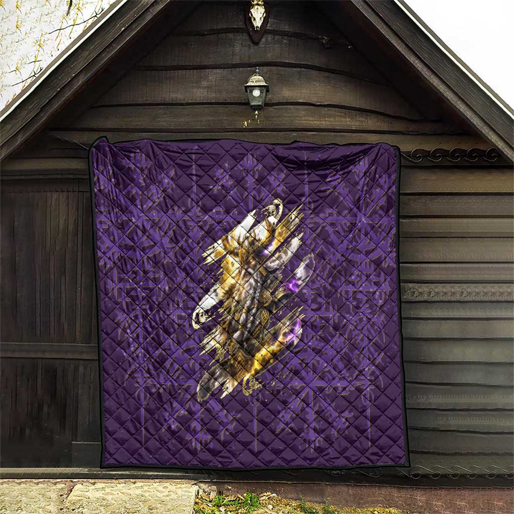 Odin Allfather Viking Quilt Epic Norse Mythology Illustration with Runic Circle Art