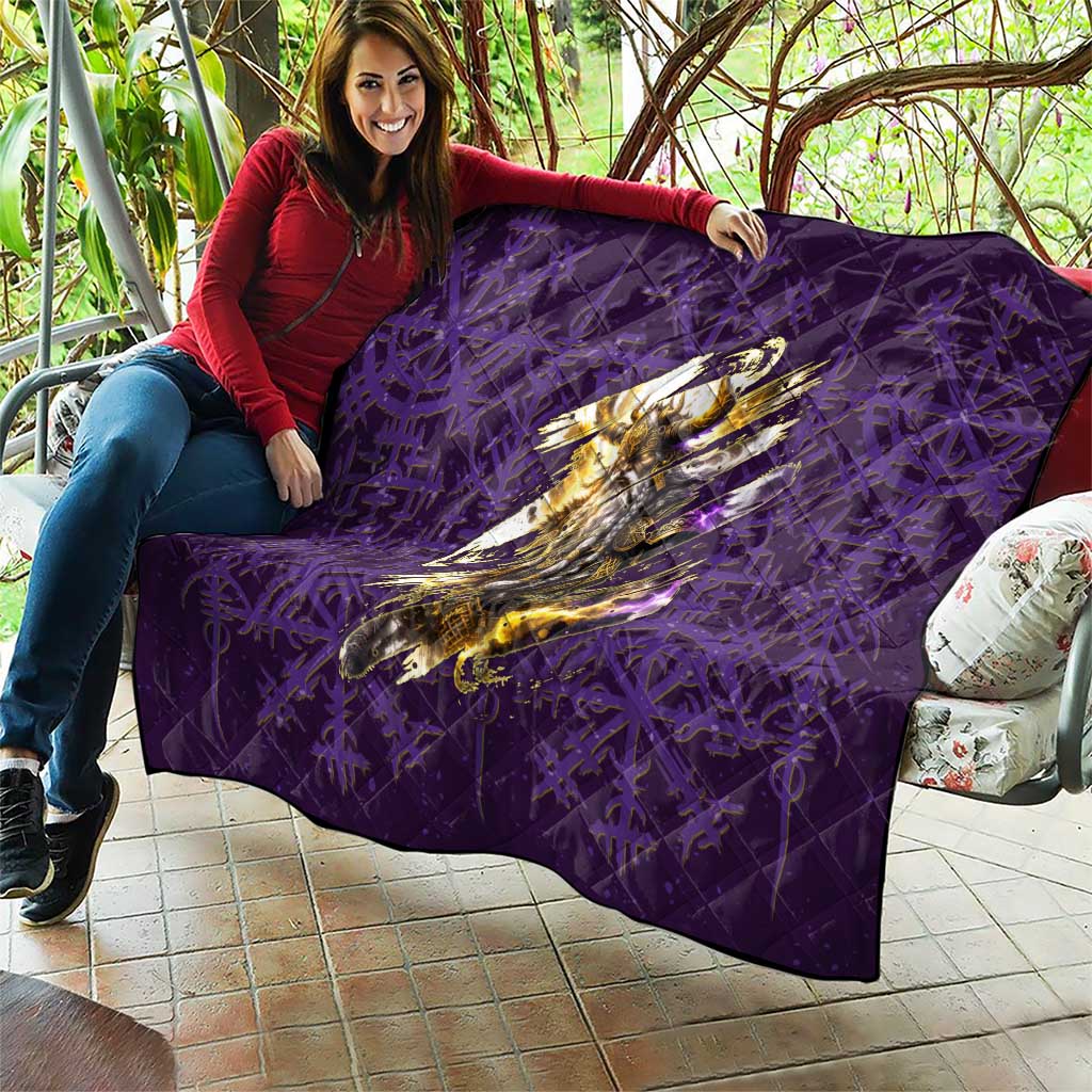 Odin Allfather Viking Quilt Epic Norse Mythology Illustration with Runic Circle Art