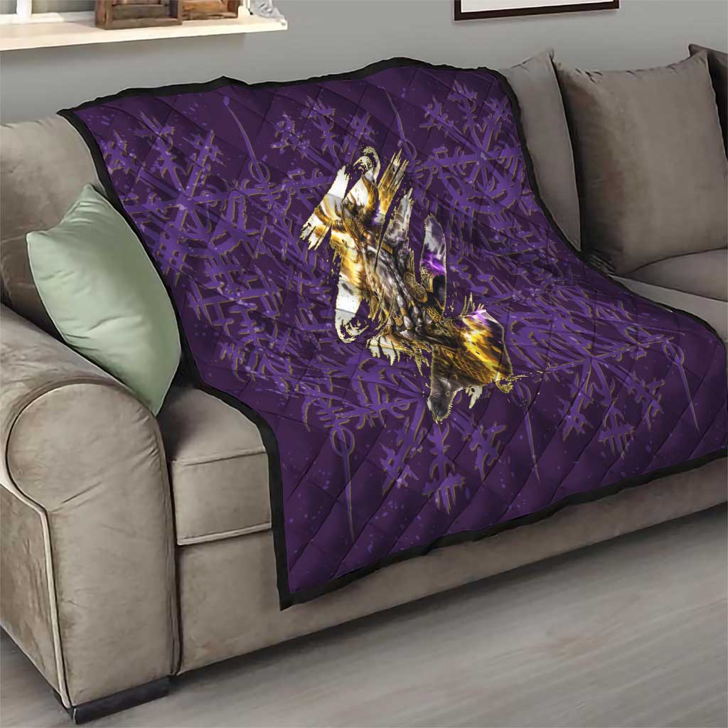 Odin Allfather Viking Quilt Epic Norse Mythology Illustration with Runic Circle Art