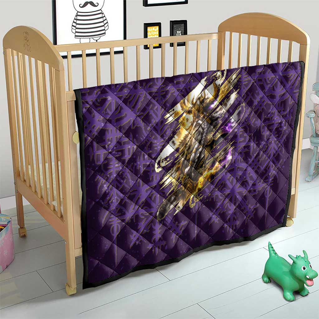 Odin Allfather Viking Quilt Epic Norse Mythology Illustration with Runic Circle Art