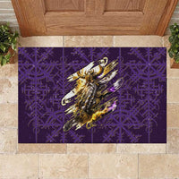 Odin Allfather Viking Rubber Doormat Epic Norse Mythology Illustration with Runic Circle Art