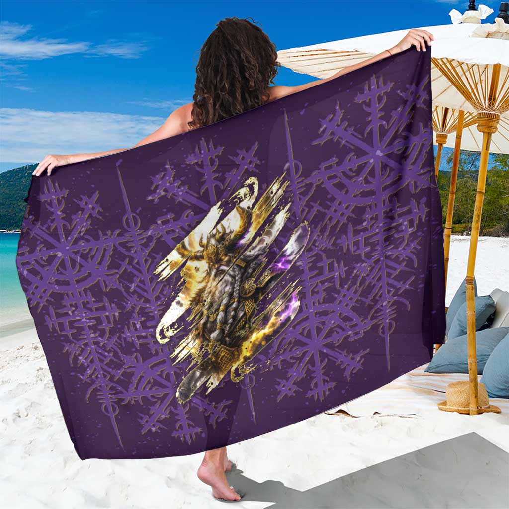 Odin Allfather Viking Sarong Epic Norse Mythology Illustration with Runic Circle Art