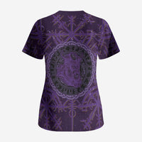 Odin Allfather Viking Scrub Top Epic Norse Mythology Illustration with Runic Circle Art