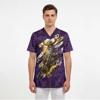 Odin Allfather Viking Scrub Top Epic Norse Mythology Illustration with Runic Circle Art
