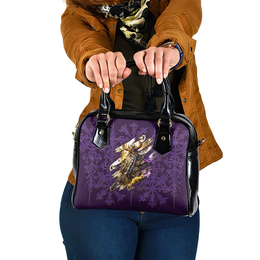 Odin Allfather Viking Shoulder Handbag Epic Norse Mythology Illustration with Runic Circle Art
