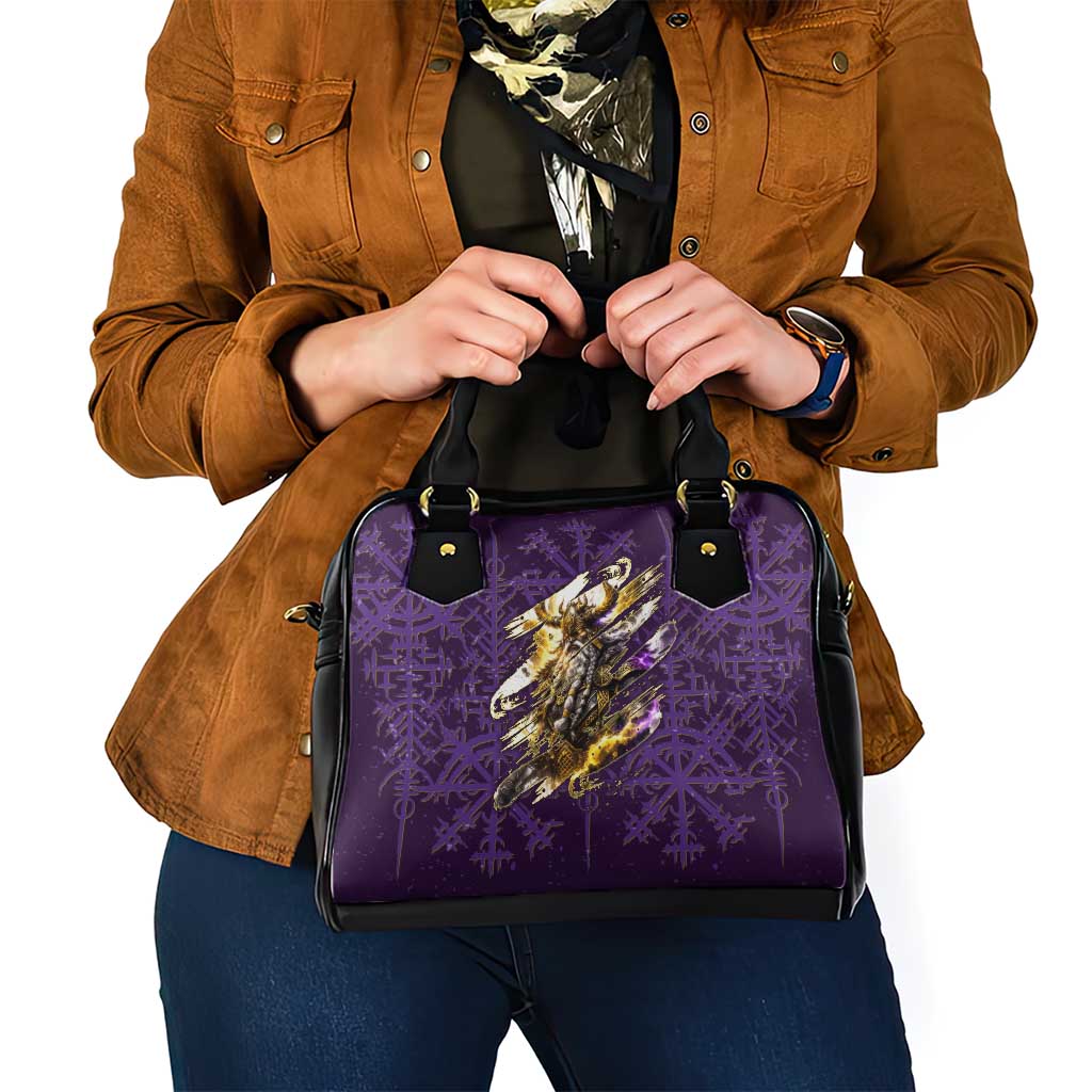Odin Allfather Viking Shoulder Handbag Epic Norse Mythology Illustration with Runic Circle Art