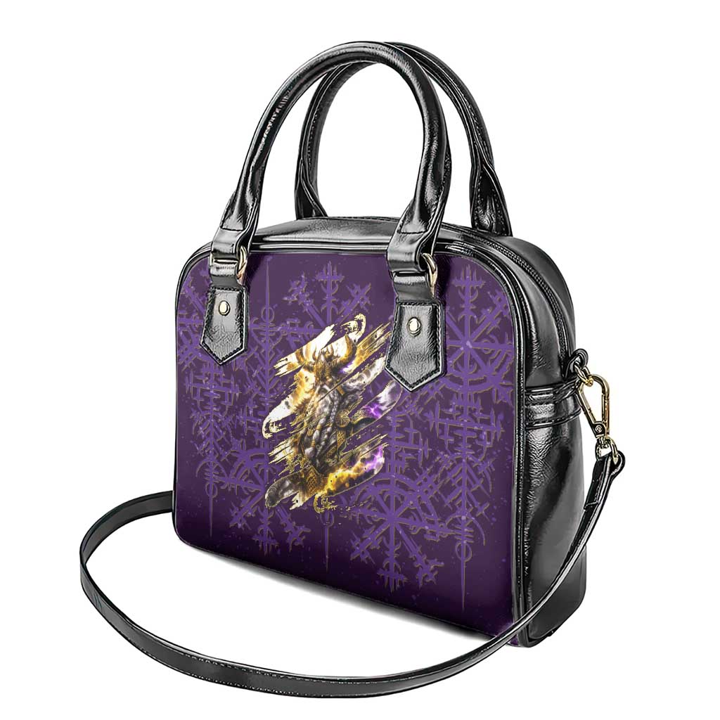 Odin Allfather Viking Shoulder Handbag Epic Norse Mythology Illustration with Runic Circle Art