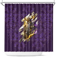 Odin Allfather Viking Shower Curtain Epic Norse Mythology Illustration with Runic Circle Art