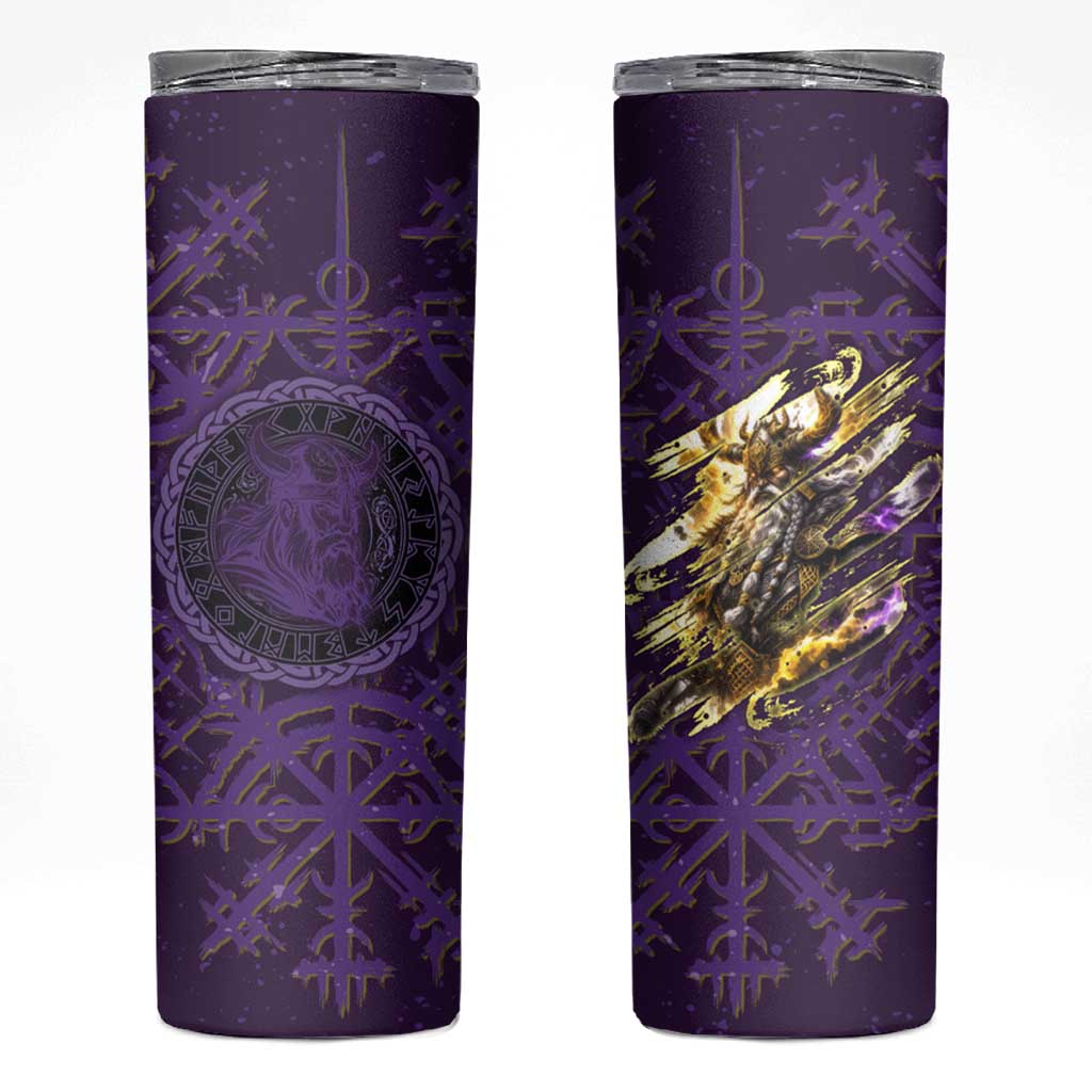 Odin Allfather Viking Skinny Tumbler Epic Norse Mythology Illustration with Runic Circle Art
