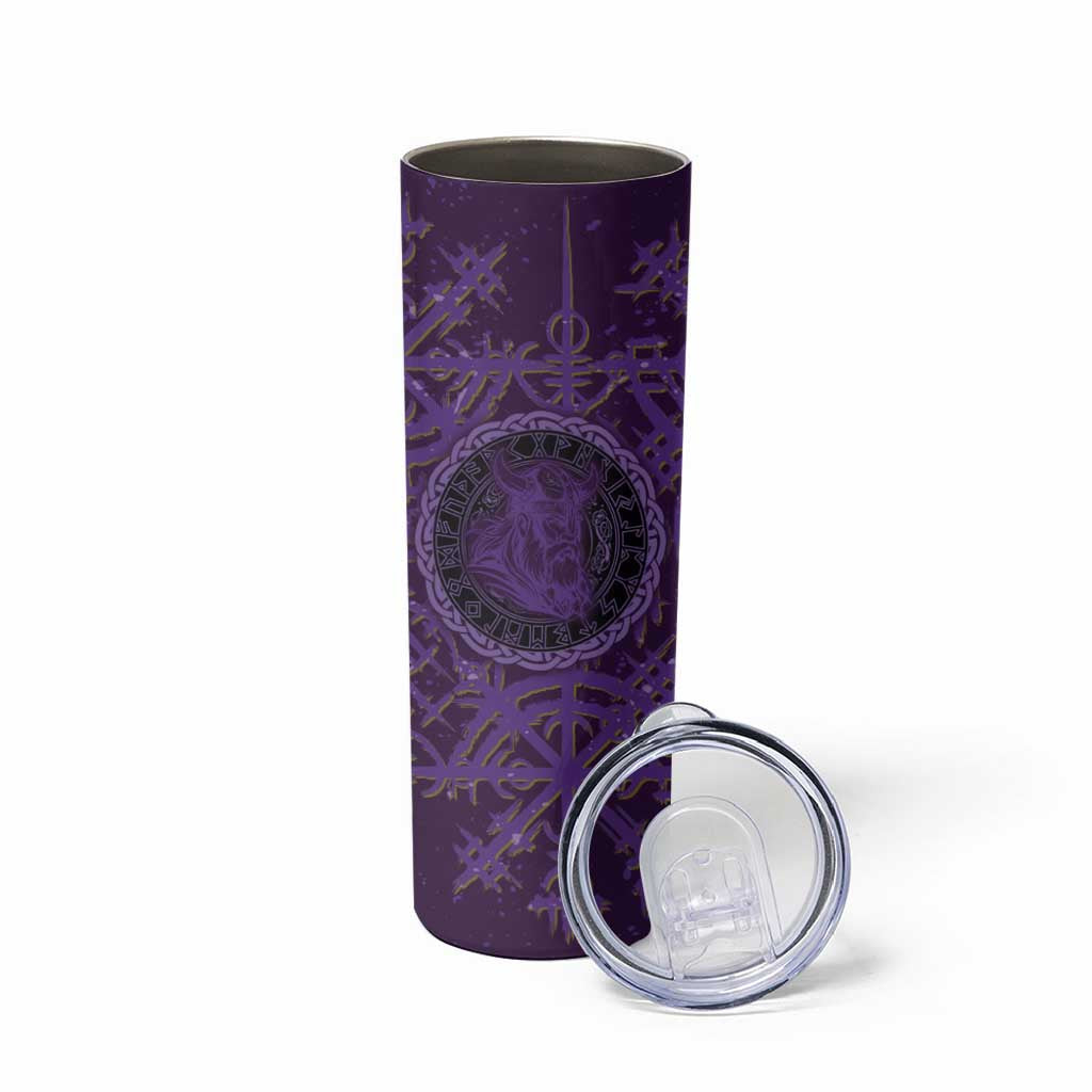 Odin Allfather Viking Skinny Tumbler Epic Norse Mythology Illustration with Runic Circle Art