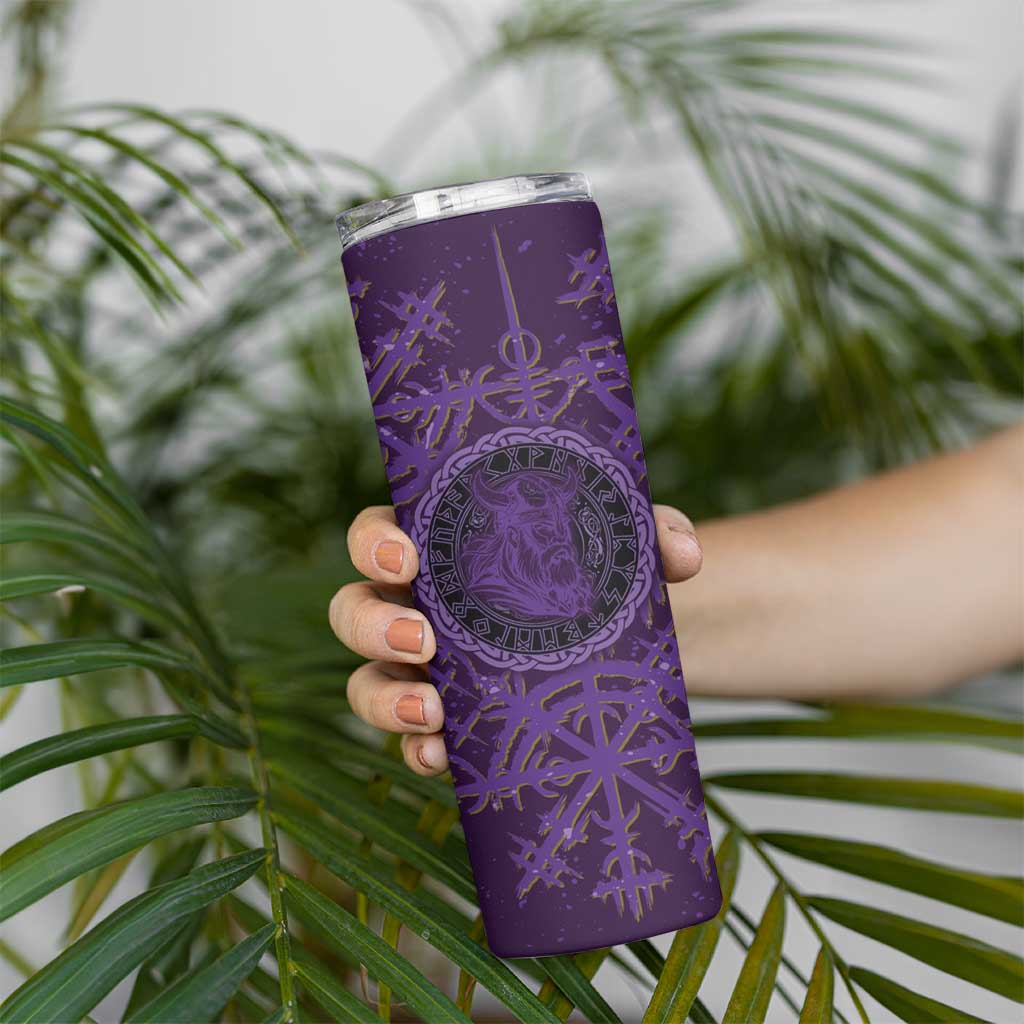 Odin Allfather Viking Skinny Tumbler Epic Norse Mythology Illustration with Runic Circle Art
