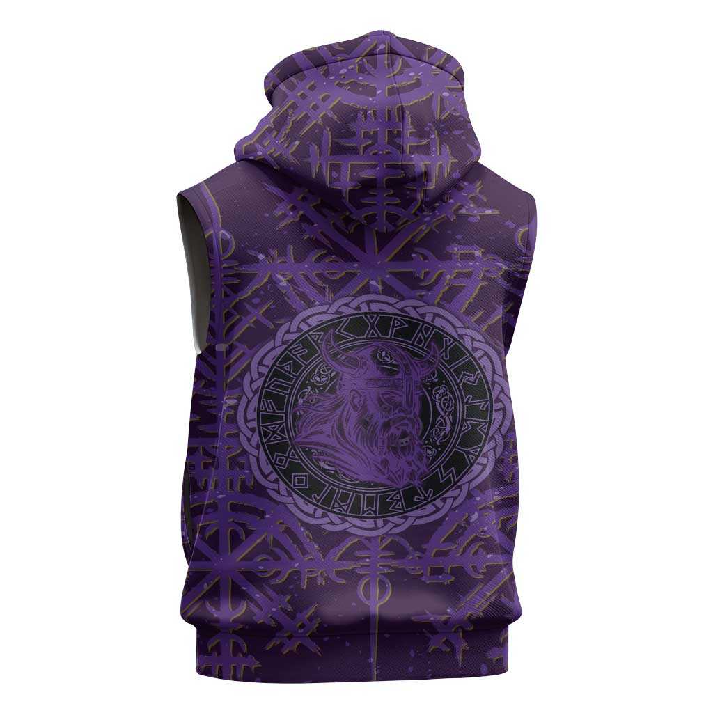 Odin Allfather Viking Sleeveless Hoodie Epic Norse Mythology Illustration with Runic Circle Art