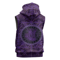 Odin Allfather Viking Sleeveless Hoodie Epic Norse Mythology Illustration with Runic Circle Art
