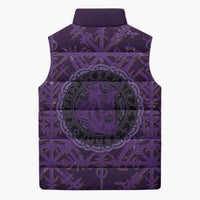 Odin Allfather Viking Sleeveless Puffer Jacket Epic Norse Mythology Illustration with Runic Circle Art