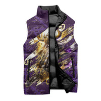 Odin Allfather Viking Sleeveless Puffer Jacket Epic Norse Mythology Illustration with Runic Circle Art
