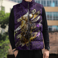 Odin Allfather Viking Sleeveless Puffer Jacket Epic Norse Mythology Illustration with Runic Circle Art