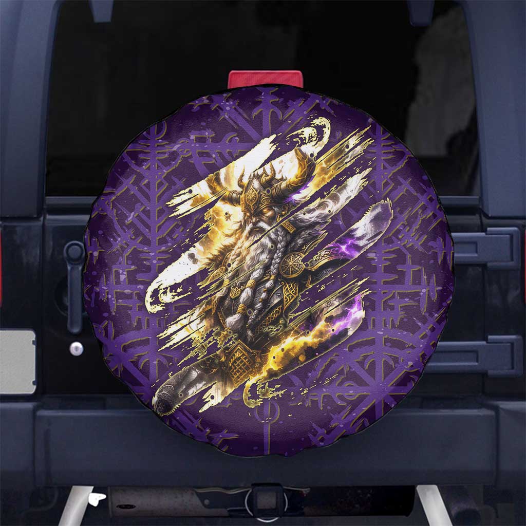 Odin Allfather Viking Spare Tire Cover Epic Norse Mythology Illustration with Runic Circle Art
