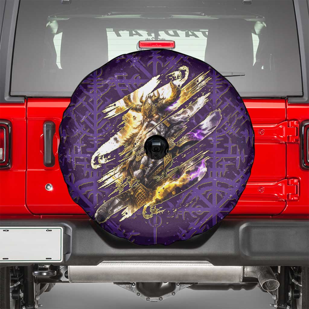 Odin Allfather Viking Spare Tire Cover Epic Norse Mythology Illustration with Runic Circle Art