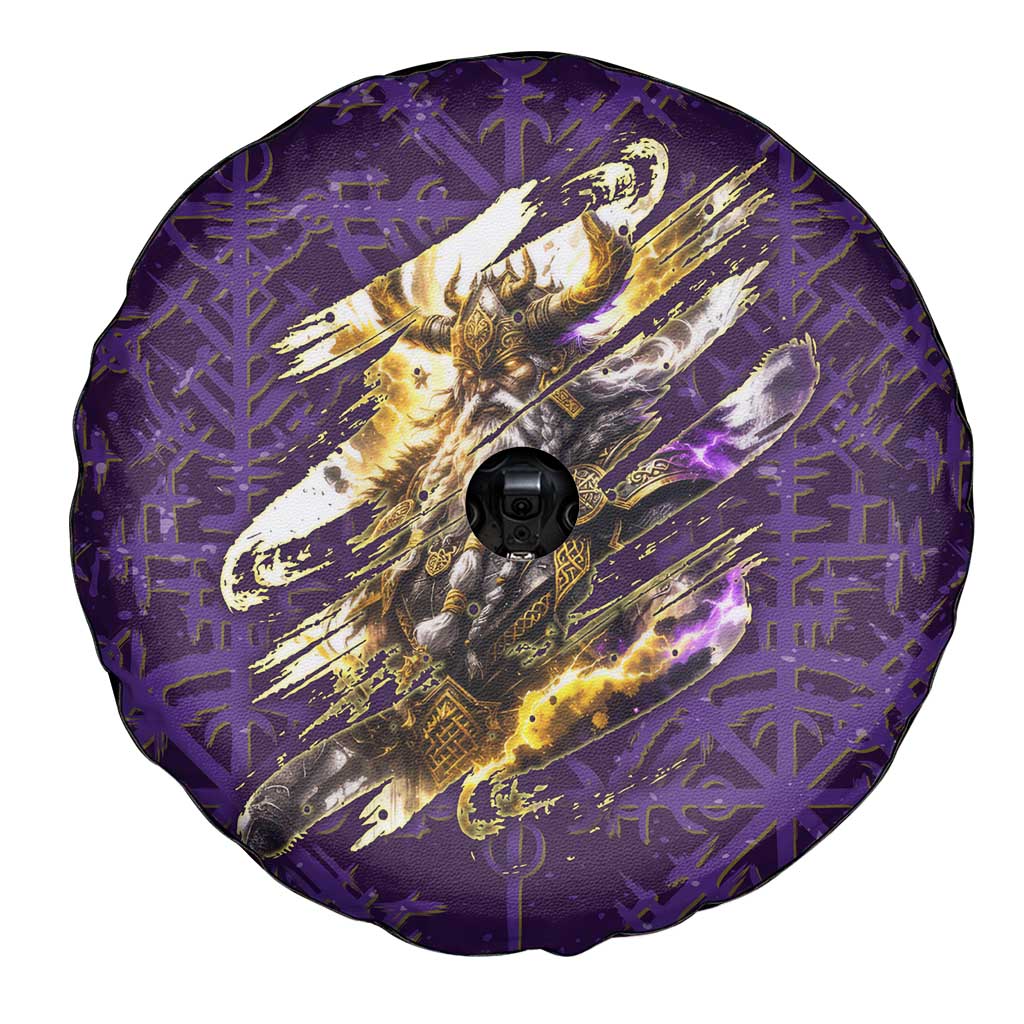 Odin Allfather Viking Spare Tire Cover Epic Norse Mythology Illustration with Runic Circle Art