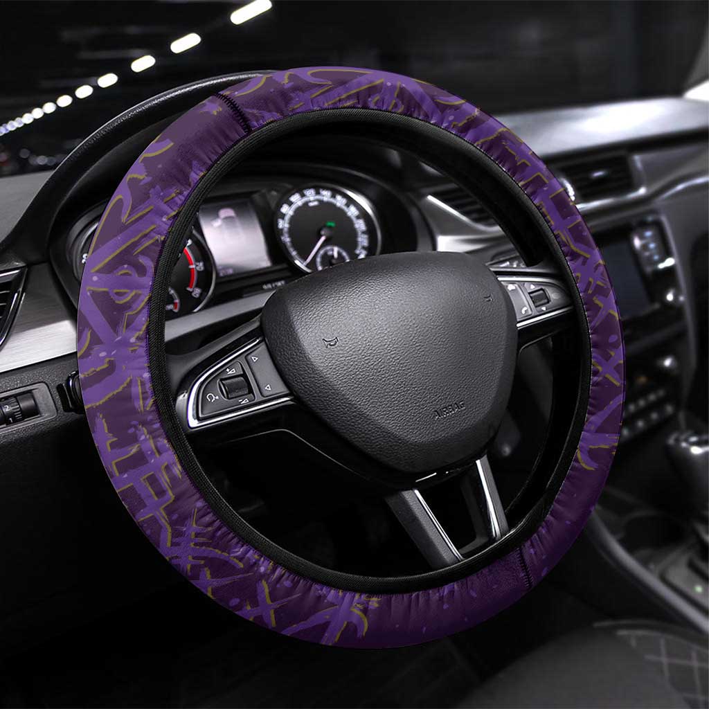 Odin Allfather Viking Steering Wheel Cover Epic Norse Mythology Illustration with Runic Circle Art