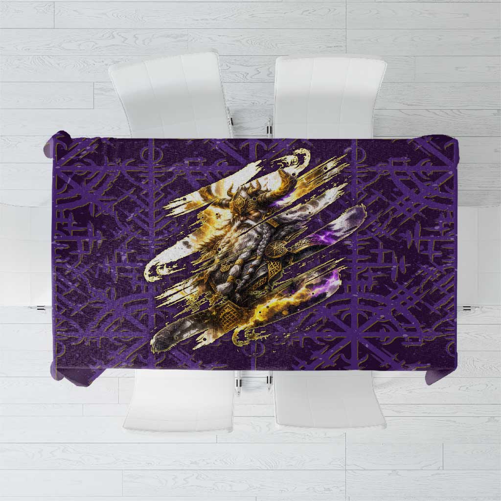 Odin Allfather Viking Tablecloth Epic Norse Mythology Illustration with Runic Circle Art