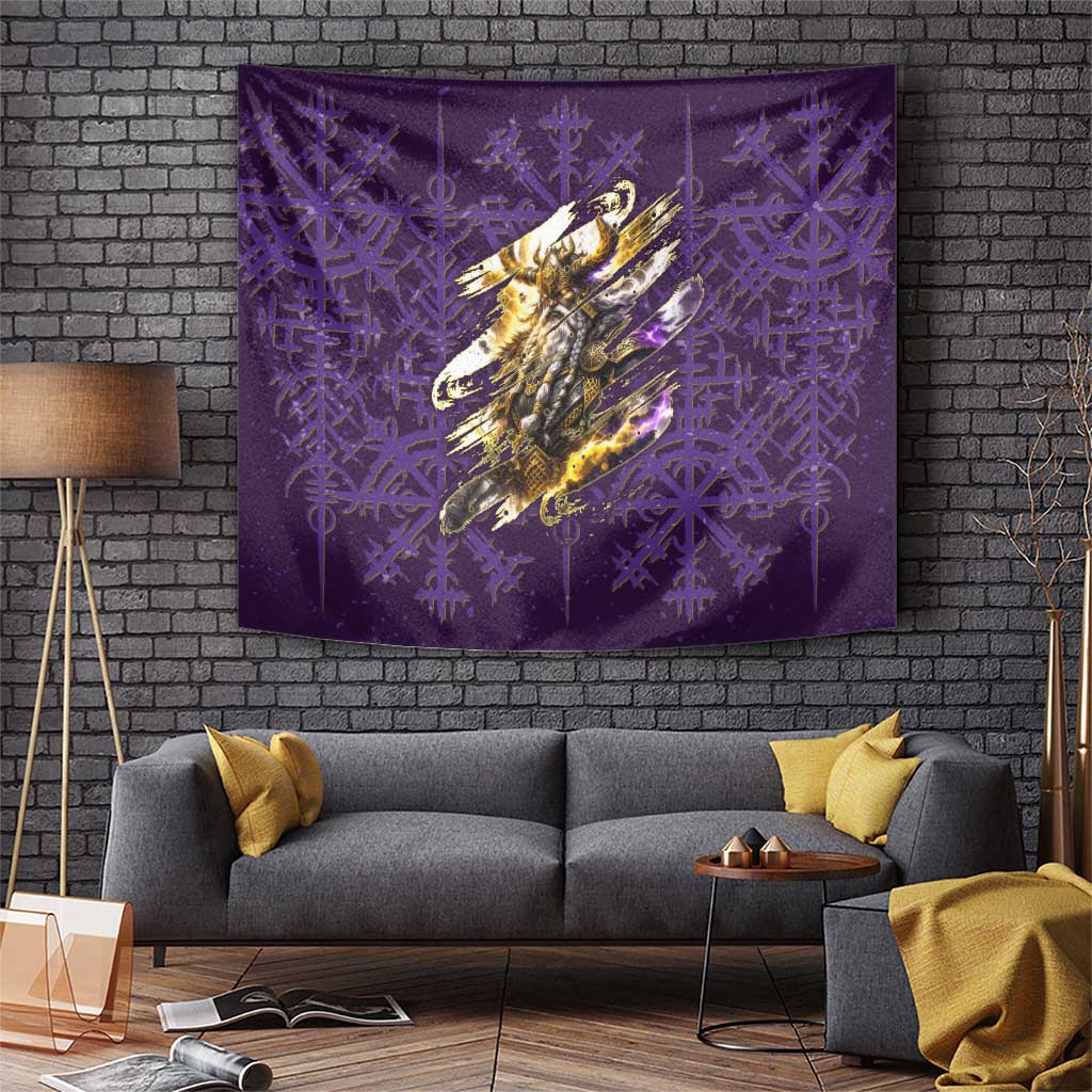 Odin Allfather Viking Tapestry Epic Norse Mythology Illustration with Runic Circle Art